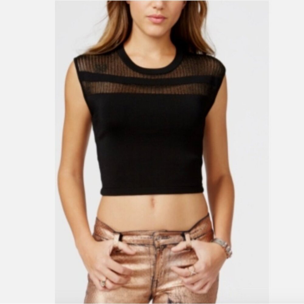 Guess Sheer Panel Crop Top